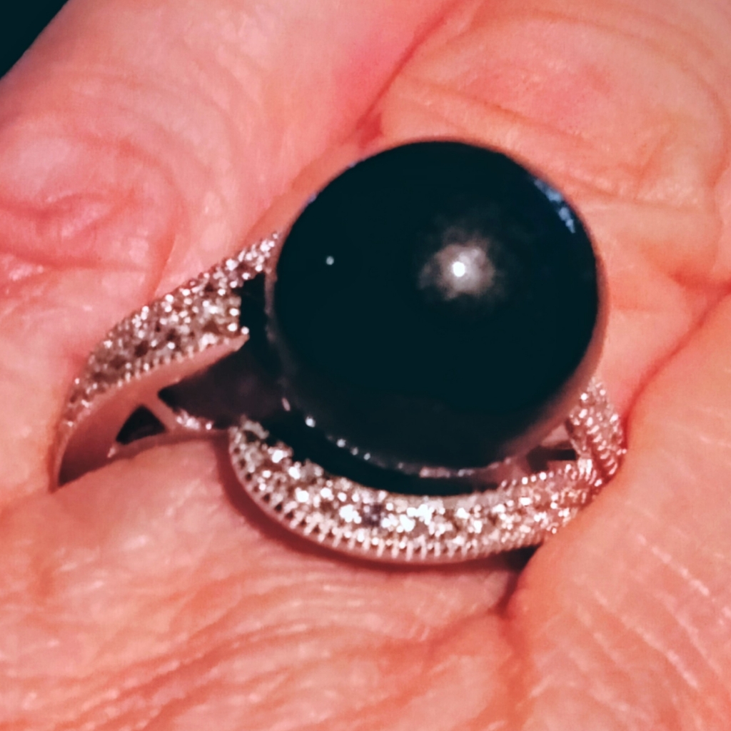 Black Polished Jade And White Zircon Makes This A Delightful Addition